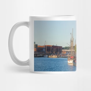 Museum ships on the Untertrave in the evening light, Lübeck, Schleswig-Holstein, Germany, Europe Mug